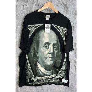 Liquid Blue Ben Franklin Mens T Shirt Size XL Black 2007 With Tags And Sticker